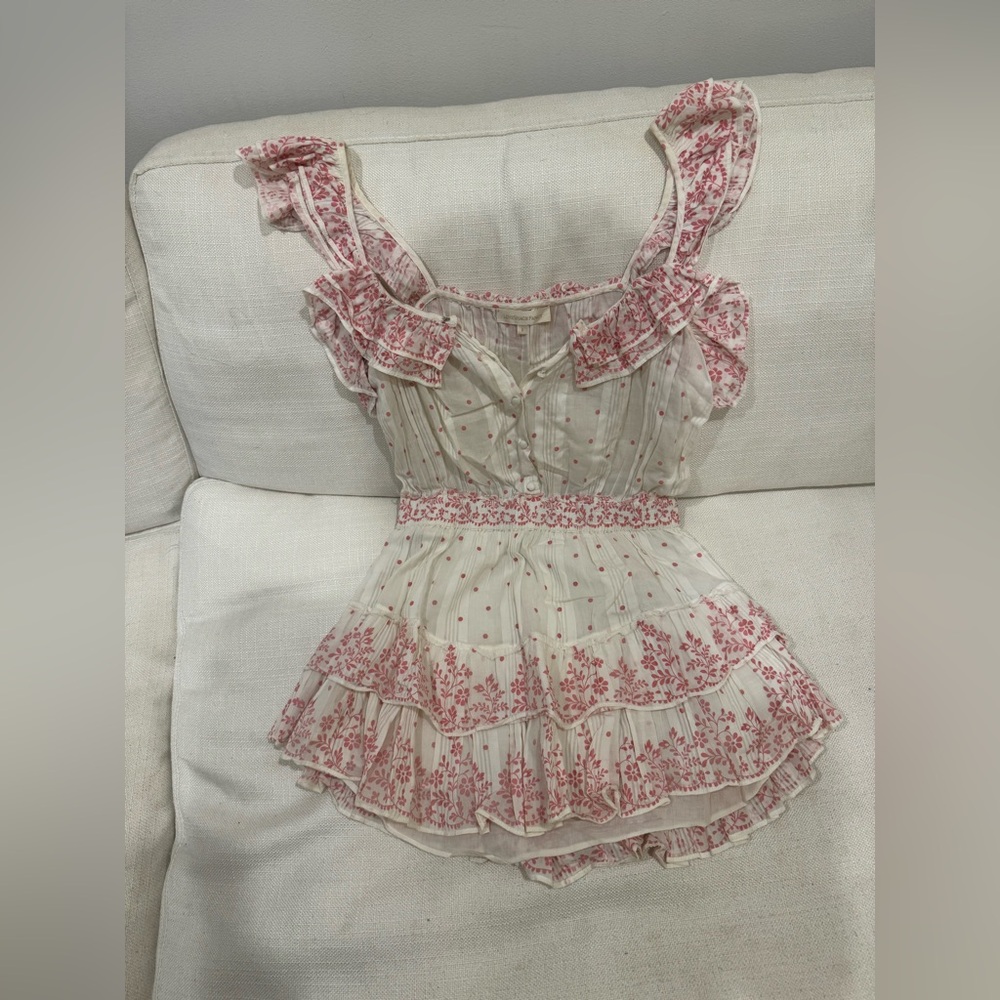 LoveShackFancy Floral Print Mini Dress: Size S